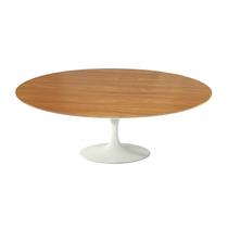 Mesa de Centro Saarinen 46cm Oval Freijó 135x90cm - Base Branca