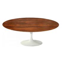 Mesa de Centro Saarinen 46cm Oval Pau Ferro 120x80cm - Base Branca