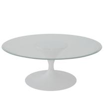 Mesa de Centro Saarinen Redonda 80 cm Madeira Base Branca - Eero Saarinen