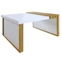 Mesa de Centro Safira - MDF TX - White/Nature - Decor Móveis