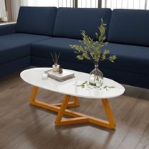 Mesa De Centro Sala De Estar Vintage Oval Branca