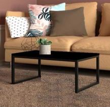 Mesa De Centro Sala Industrial Retangular Ferro E Madeira - Carmin Móveis