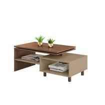Mesa de Centro Sala Lima com Pés de Madeira Maciça Freijó/Fendi Mesa de Centro Sala Lima com Pés de Madeira Maciça Freijó/Fendi