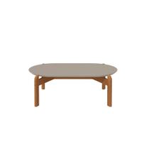 Mesa de Centro Sala Lizz Oblonga com Pés de Madeira Maciça