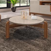 Mesa de Centro Sala Lizz Redonda com Pés em Madeira Maciça