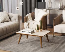 Mesa de centro Sala Moderna Decorativa Mesinha retrô pés palito Off White Freijo