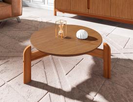 Mesa de Centro Sala Redonda Lizz Pés Madeira