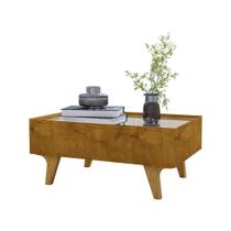 Mesa de Centro Sala Sena Com Tampo de Espelho e 1 Gaveta