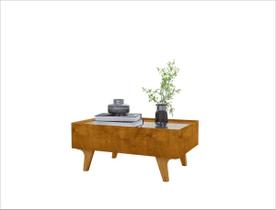 Mesa de Centro Sena Com Espelho Pés em Madeira Pinus Naturalle Bechara