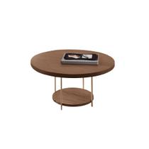 Mesa de Centro Sky Sala de Estar com Tampo MDF Pés em Aço Castanho G26 - Hb Móveis