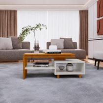 Mesa de Centro Sofisticada Sala Estar Decoração Com Nicho Organizador e Prateleira Luxo Nature Off White Mesa de Centro Sofisticada Sala Estar Decoração Com Nicho Organizador e Prateleira Luxo Nature Off White