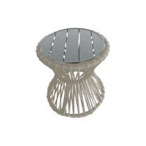 Mesa de Centro Sol em Corda Náutica e Base em Alumínio Cinza 70cm Areia Mesa de Centro Sol em Corda Náutica e Base em Alumínio Cinza 70cm Areia