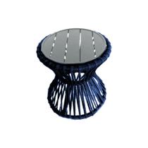 Mesa de Centro Sol em Corda Náutica e Base em Alumínio Cinza 70cm Azul Marinho