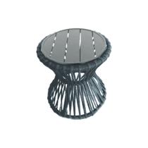 Mesa de Centro Sol em Corda Náutica e Base em Alumínio Cinza 70cm Cinza Mesa de Centro Sol em Corda Náutica e Base em Alumínio Cinza 70cm Cinza