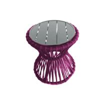 Mesa de Centro Sol em Corda Náutica e Base em Alumínio Cinza 70cm Rosa Mesa de Centro Sol em Corda Náutica e Base em Alumínio Cinza 70cm Rosa