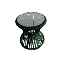 Mesa de Centro Sol em Corda Náutica e Base em Alumínio Cinza 70cm Verde Musgo - GUIMARAES STORE