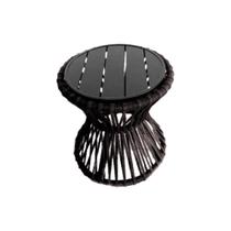Mesa de Centro Sol em Corda Náutica e Base em Alumínio Preta 70cm Marrom Mesa de Centro Sol em Corda Náutica e Base em Alumínio Preta 70cm Marrom