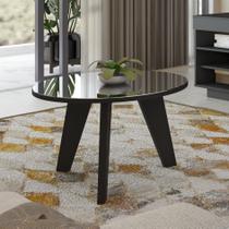 Mesa de Centro Tampo com Espelho Pés em MDF Espanha Preto Mesa de Centro Tampo com Espelho Pés em MDF Espanha Preto