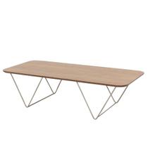 Mesa de Centro Veneza Retangular Nacional Móveis 120 cm (largura) Tampo MDF Amêndoa Base Metal Preto