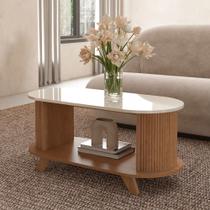 Mesa de Centro Vivaldi Canelado Cinamomo/Off White - Artely Móveis Mesa de Centro Vivaldi Canelado Cinamomo/Off White - Artely Móveis