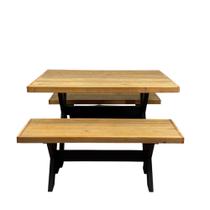 Mesa De Churrasco Com 2 Bancos Madeira Maciça Pinus 119 X 90