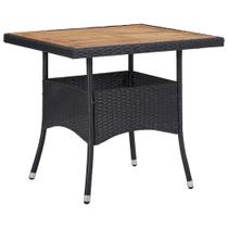 Mesa de Comedor Exterior Casafoyer en Poliratán Negro con Tapa de Madera de Acacia