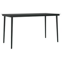 Mesa de Comedor Exterior vidaXL de Acero y Vidrio Negra 140x70 cm