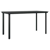 Mesa de comedor para patio vidaXL de acero y vidrio con recubrimiento en polvo, color negro