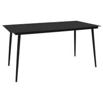 Mesa de comedor para patio vidaXL en acero negro con tablero de vidrio 150x80x74 cm Mesa de comedor para patio vidaXL en acero negro con tablero de vidrio 150x80x74 cm