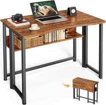 Mesa de Computador Dobrável Huuger 80 cm com Prateleira, Estilo Rústico Mesa de Computador Dobrável Huuger 80 cm com Prateleira, Estilo Rústico