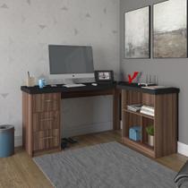 Mesa de Computador em L 3 Gavetas Alaska Preto Ipê Mesa de Computador em L 3 Gavetas Alaska Preto Ipê