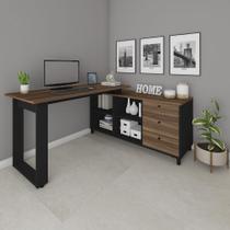 Mesa de Computador em L Barcelona Ipê Preto