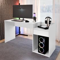 Mesa de Computador Eros Gamer, Escritório e Estudo com Nicho e Gaveta