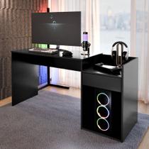 Mesa de Computador Eros Gamer, Escritório e Estudo com Nicho e Gaveta