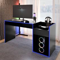 Mesa de Computador Eros Gamer, Escritório e Estudo com Nicho e Gaveta