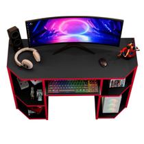 Mesa de Computador Escrivaninha Gamer Vermelho/Preto