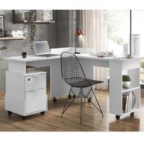 Mesa de Computador Escrivaninha Office Manicure em L Alessa Lukaliam Móveis Tampo MDF 25mm Mesa de Computador Escrivaninha Office Manicure em L Alessa Lukaliam Móveis Tampo MDF 25mm