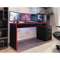 Mesa De Computador Gamer DRX 5000 Para Quarto Preto Vermelho - Móveis Leão