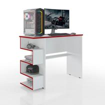 Mesa de computador gamer elite branca-vermelho