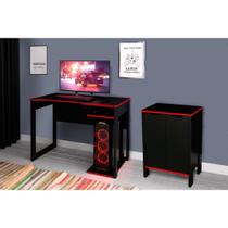 Mesa de Computador Gamer ME4161 + Balcão ME4164 - 2 Peças Preto/Vermelho - Tecno Mobili