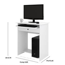 Mesa de Computador Prática com Gaveta cor Branco - JM Casa dos Moveis