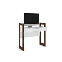 Mesa de Computador Solteiro AZ1007 c/ 1 Gaveta Branco/Nogal - Tecno Mobili