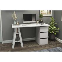 Mesa de Computador Solteiro MB 1035 c/ 3 Gavetas Branco - Movelbento Mesa de Computador Solteiro MB 1035 c/ 3 Gavetas Branco - Movelbento