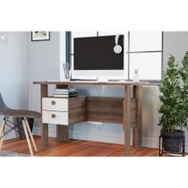 Mesa de Computador Solteiro MSM423 c/ 2 Gavetas Rustico/Branco - Movelbento Mesa de Computador Solteiro MSM423 c/ 2 Gavetas Rustico/Branco - Movelbento