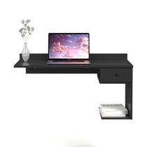 Mesa De Computador Suspensa Escrivaninha de Parede Para Notebook Móveis De Decoração Moderno Cor Preta BMD - Manu Móveis