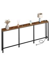 Mesa de console CHOEZON Narrow 200cm com tomada elétrica rústica