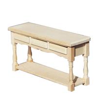 Mesa de console de gaveta em miniatura em escala 1:12 de madeira DIY Unfini