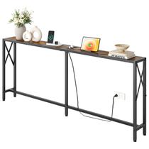 Mesa de console Gewudraw Skinny 70in com tomadas e portas USB