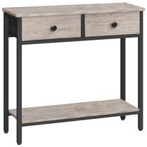Mesa de console HOOBRO 29.5 estreita com 2 gavetas de tecido cinza