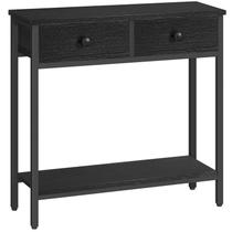 Mesa de console HOOBRO 29.5 estreita com 2 gavetas de tecido preta Mesa de console HOOBRO 29.5 estreita com 2 gavetas de tecido preta